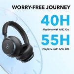 هدفون بی‌سیم انکر مدل Space One با نویز کنسلینگ فعال (ANC)، درگاه شارژ USB Type-C، مقاوم در برابر رطوبت و عرق - Image 5