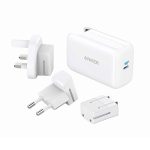 شارژر دیواری انکر مدل A2712H21 PowerPort III 65W Pod به همراه مبدل برق مجموعه 3 عددی