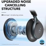 هدفون بی‌سیم انکر مدل Space One با نویز کنسلینگ فعال (ANC)، درگاه شارژ USB Type-C، مقاوم در برابر رطوبت و عرق - Image 9